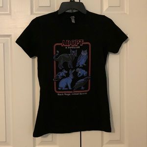 Adopt a Familiar black tee by Steven Rhodes